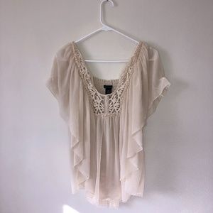 Moda International Cream Crochet Blouse